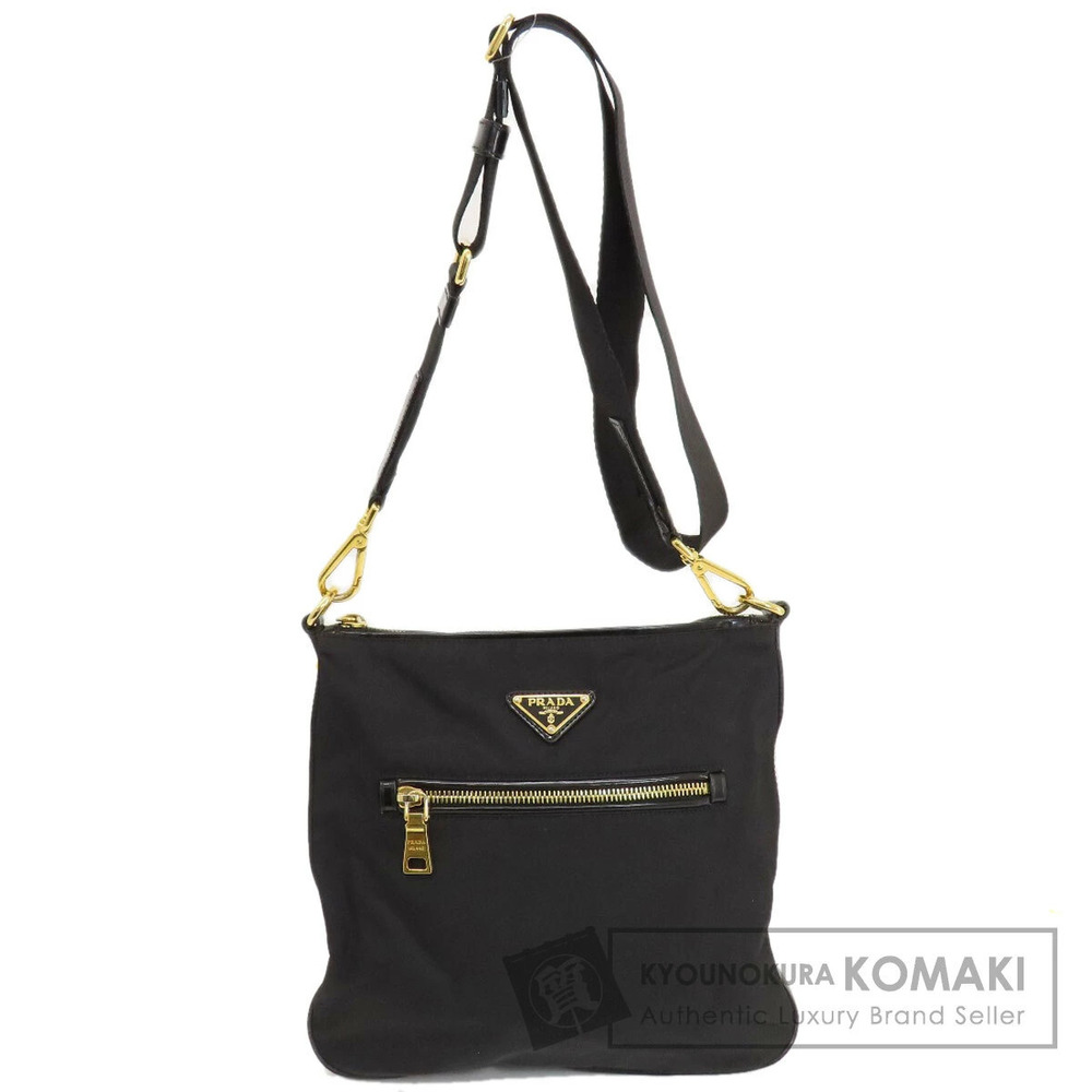 Prada Tessuto Messenger Crossbody Bag black leather trim
